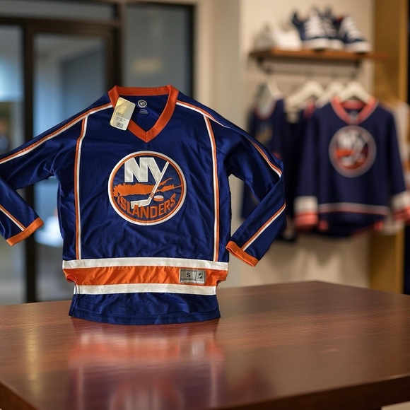 NHL New York Islanders Hockey Team Logo Long Sleeve Youth Jersey - NWT Size S - Picture 6 of 12